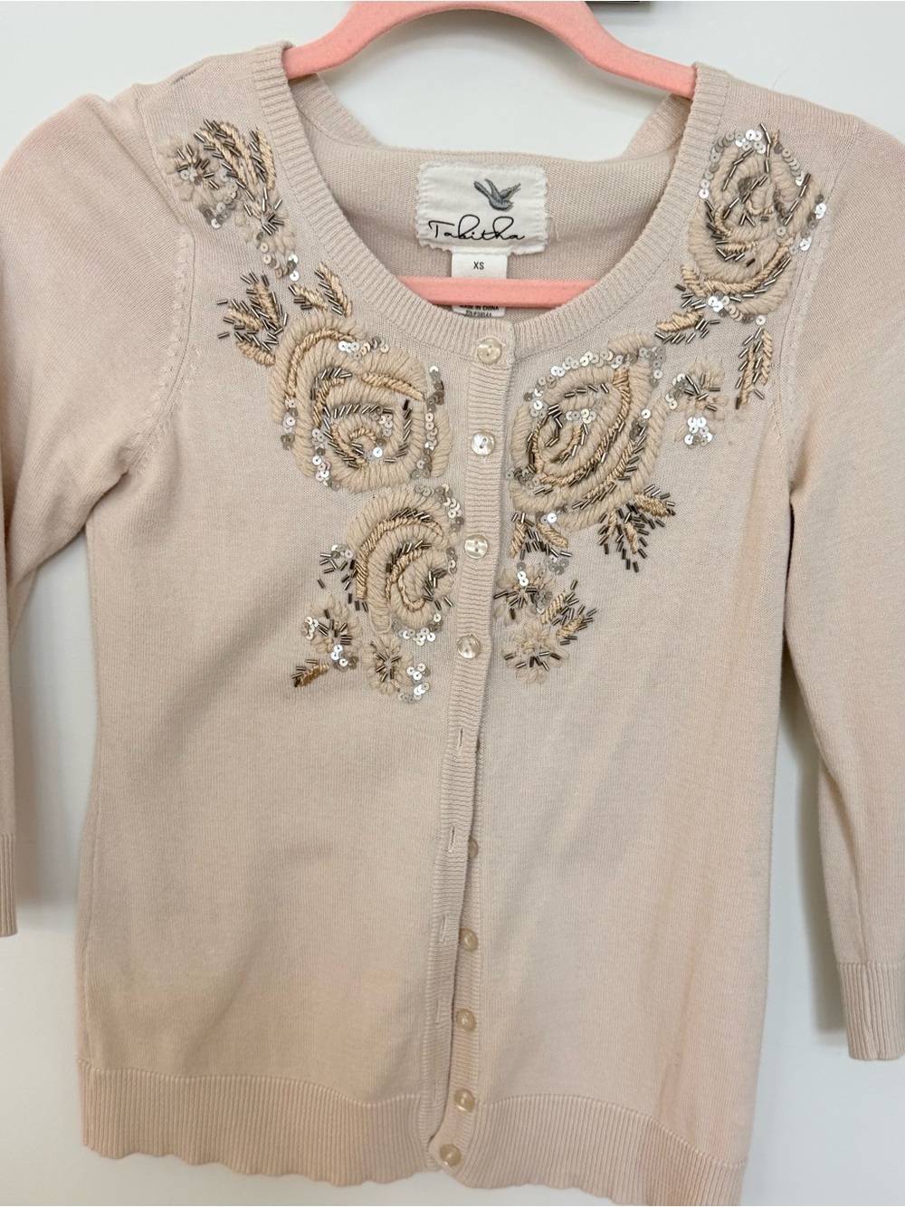 Talitha Tan  Beaded Floral Cardigan